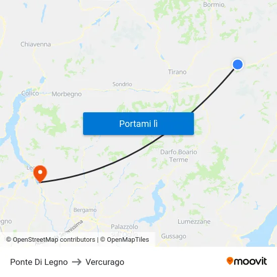 Ponte Di Legno to Vercurago map