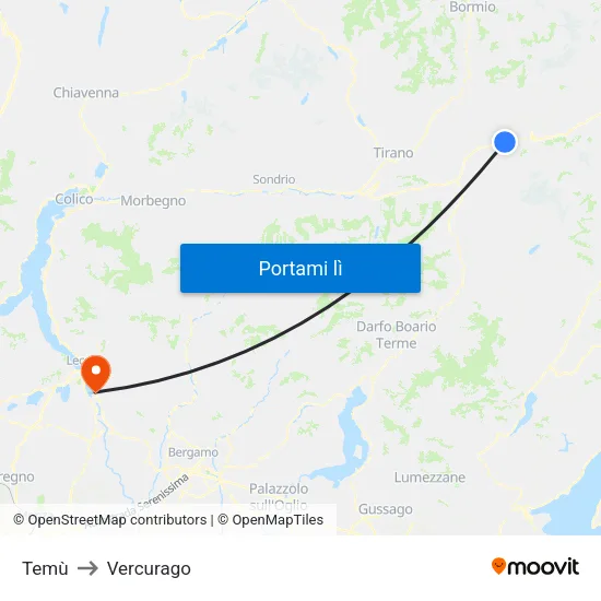 Temù to Vercurago map
