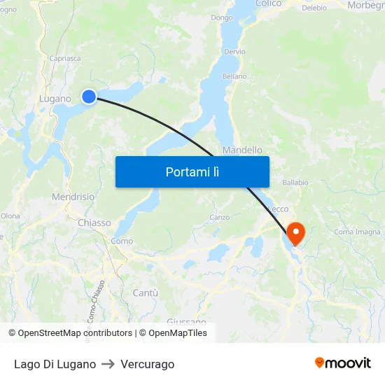 Lago Di Lugano to Vercurago map