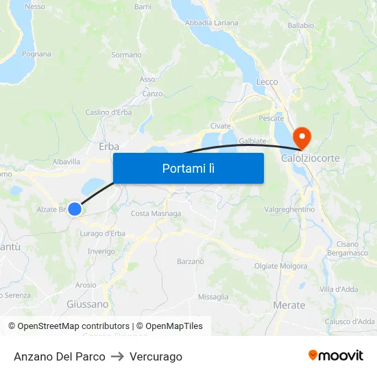 Anzano Del Parco to Vercurago map