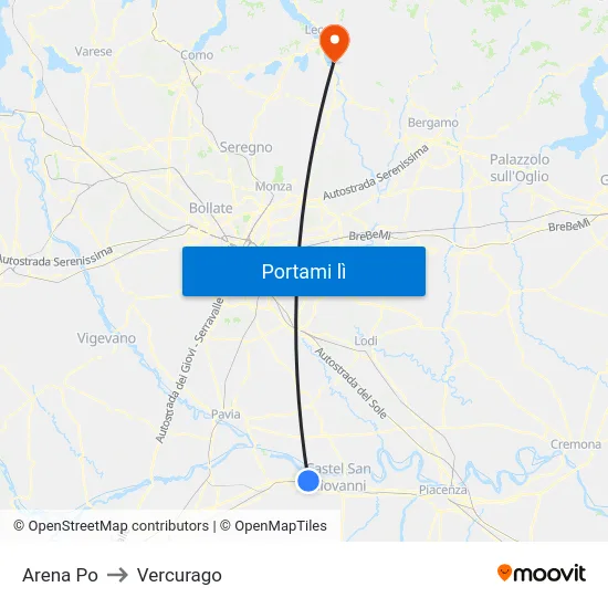 Arena Po to Vercurago map