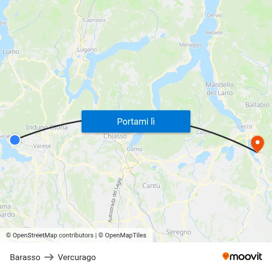 Barasso to Vercurago map