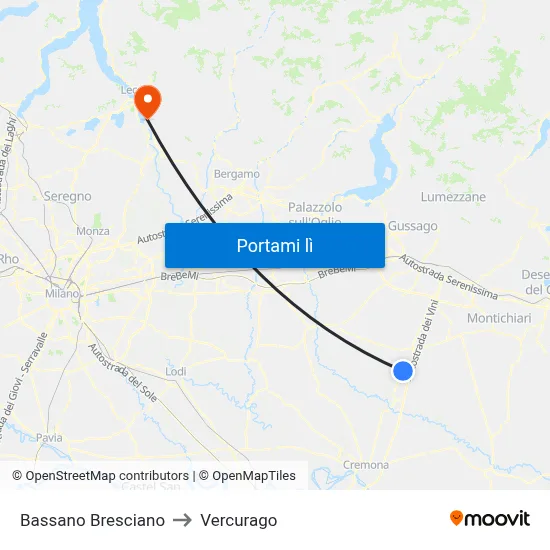 Bassano Bresciano to Vercurago map
