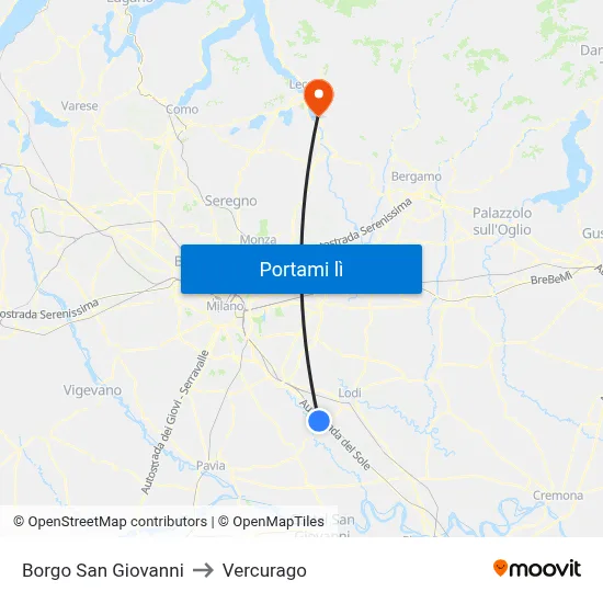 Borgo San Giovanni to Vercurago map