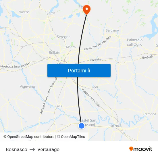 Bosnasco to Vercurago map