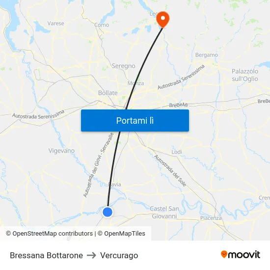 Bressana Bottarone to Vercurago map