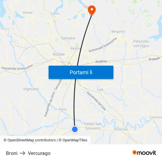 Broni to Vercurago map