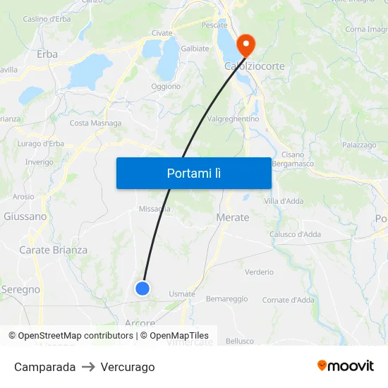 Camparada to Vercurago map
