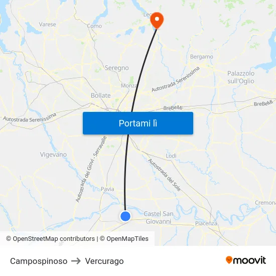 Campospinoso to Vercurago map
