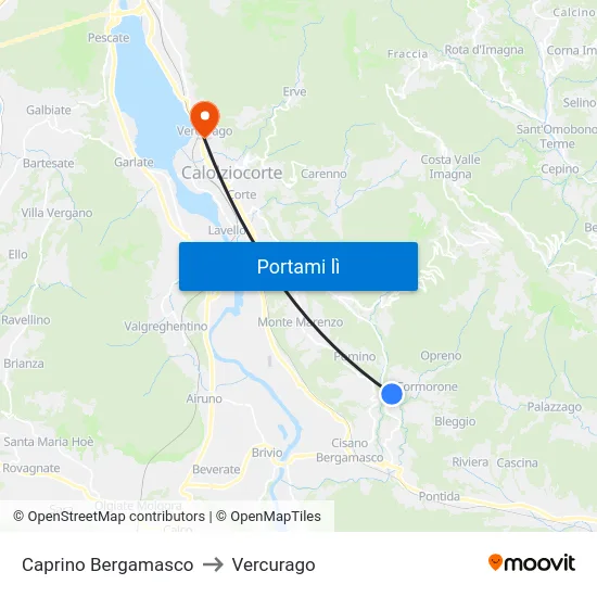 Caprino Bergamasco to Vercurago map