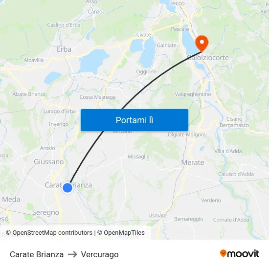 Carate Brianza to Vercurago map