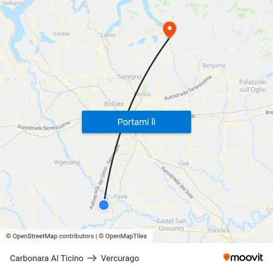 Carbonara Al Ticino to Vercurago map