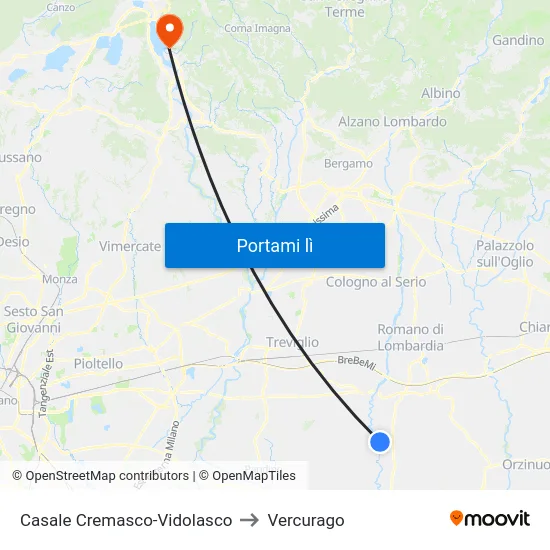 Casale Cremasco-Vidolasco to Vercurago map