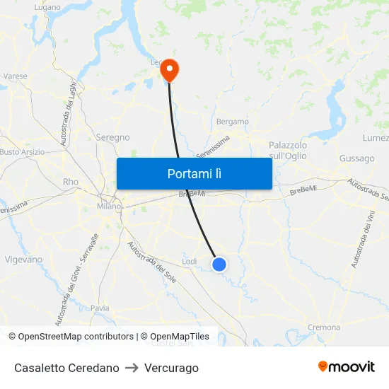 Casaletto Ceredano to Vercurago map