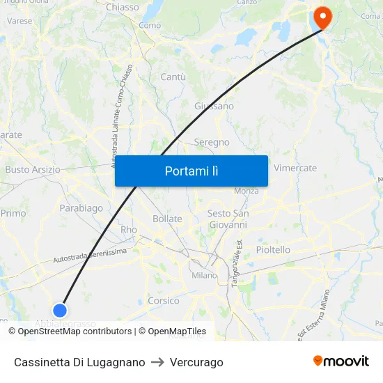 Cassinetta Di Lugagnano to Vercurago map