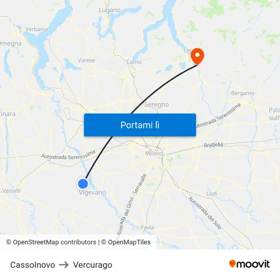 Cassolnovo to Vercurago map