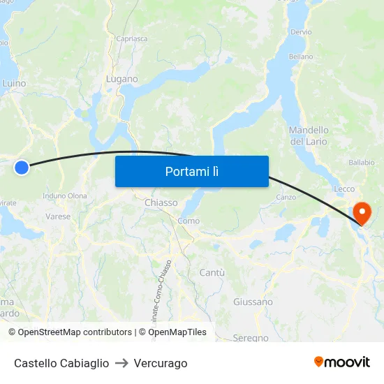 Castello Cabiaglio to Vercurago map