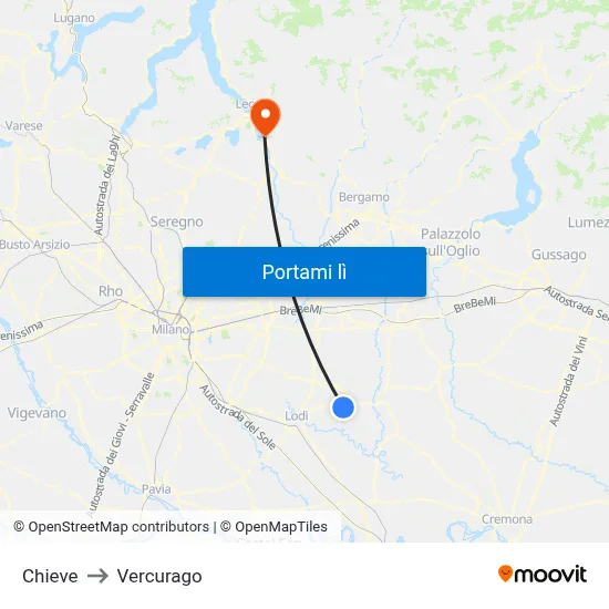 Chieve to Vercurago map