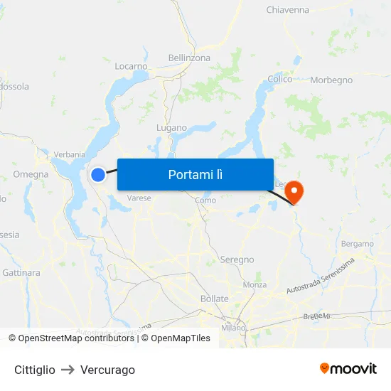 Cittiglio to Vercurago map