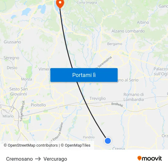 Cremosano to Vercurago map