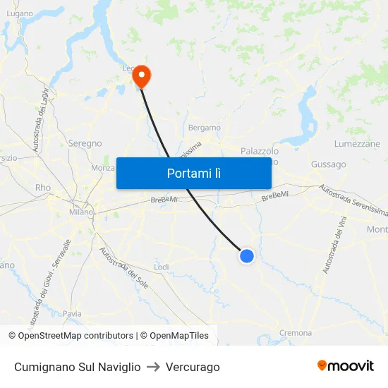 Cumignano Sul Naviglio to Vercurago map