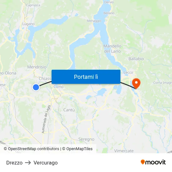 Drezzo to Vercurago map