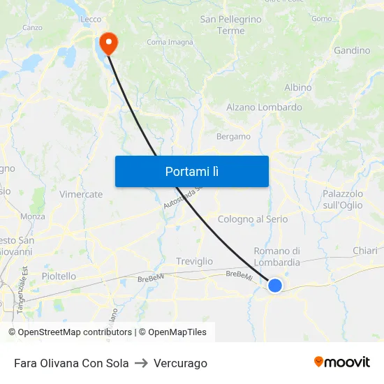Fara Olivana Con Sola to Vercurago map