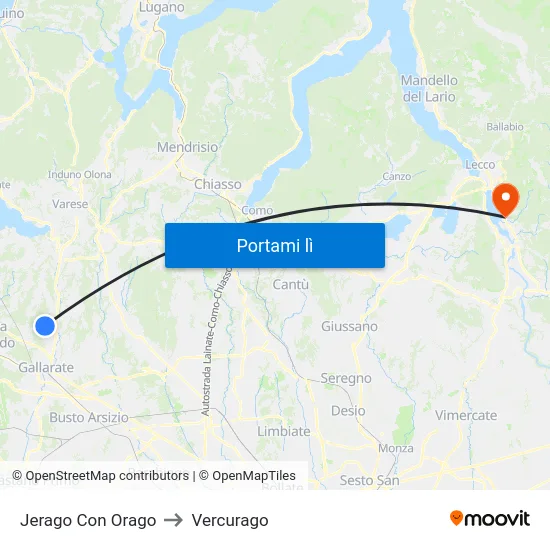 Jerago Con Orago to Vercurago map