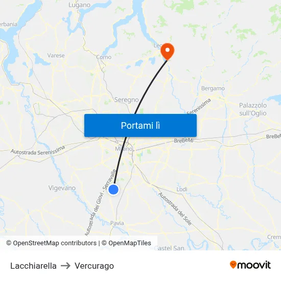 Lacchiarella to Vercurago map