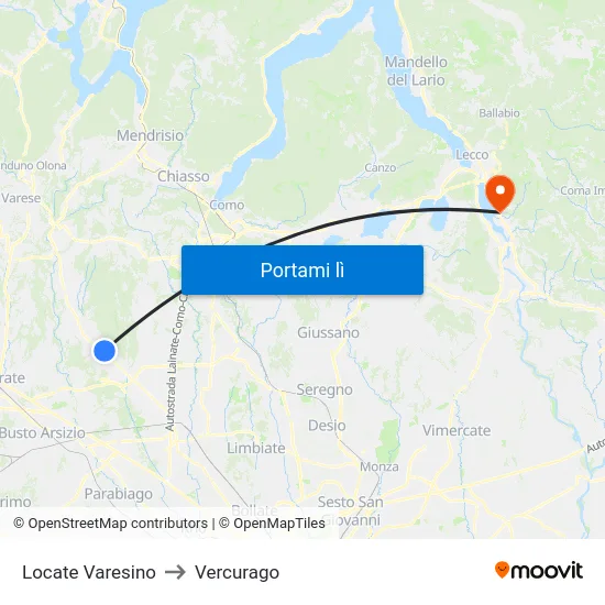 Locate Varesino to Vercurago map