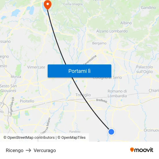 Ricengo to Vercurago map