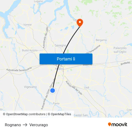 Rognano to Vercurago map