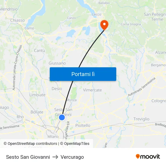 Sesto San Giovanni to Vercurago map