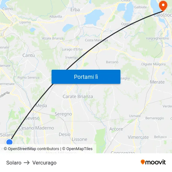 Solaro to Vercurago map