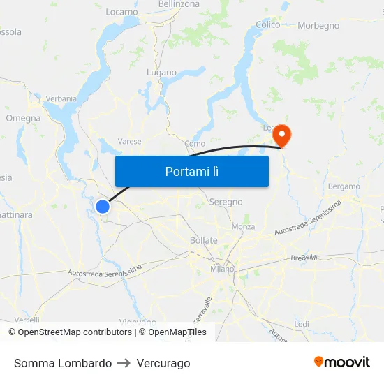 Somma Lombardo to Vercurago map