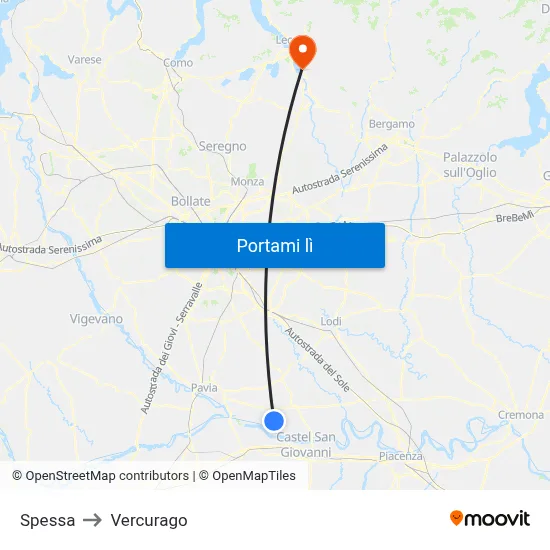 Spessa to Vercurago map