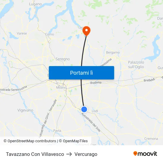 Tavazzano Con Villavesco to Vercurago map