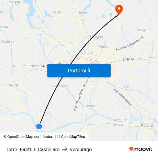Torre Beretti E Castellaro to Vercurago map