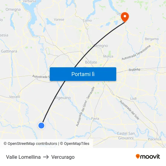 Valle Lomellina to Vercurago map
