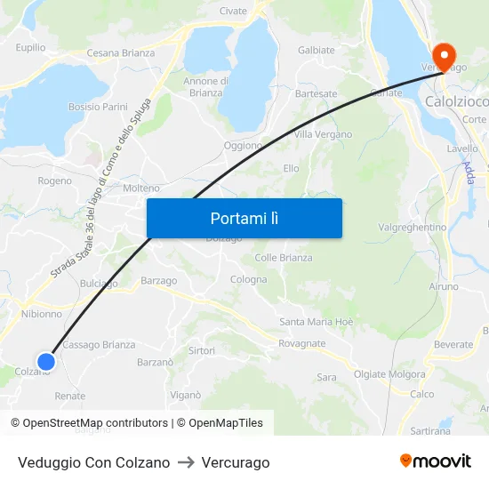 Veduggio Con Colzano to Vercurago map