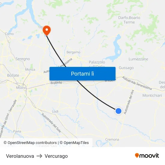 Verolanuova to Vercurago map