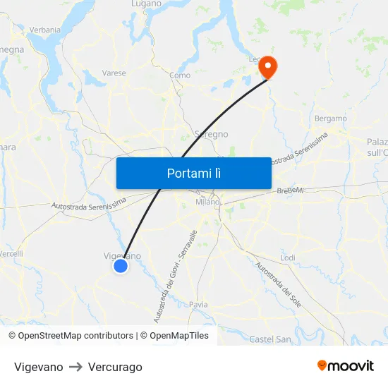 Vigevano to Vercurago map