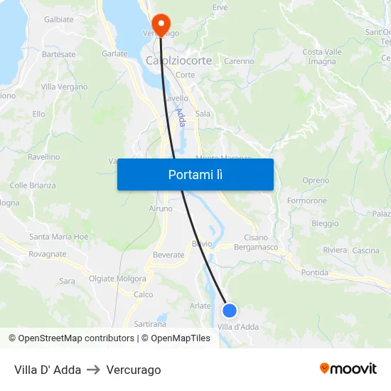 Villa D' Adda to Vercurago map