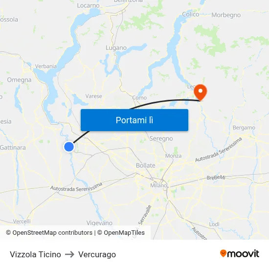 Vizzola Ticino to Vercurago map