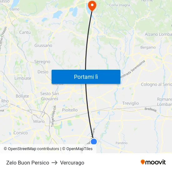 Zelo Buon Persico to Vercurago map