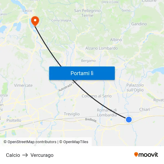 Calcio to Vercurago map