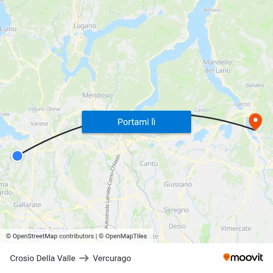 Crosio Della Valle to Vercurago map