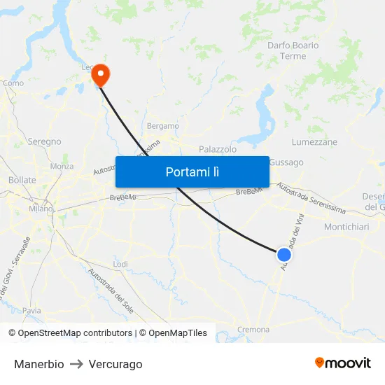 Manerbio to Vercurago map
