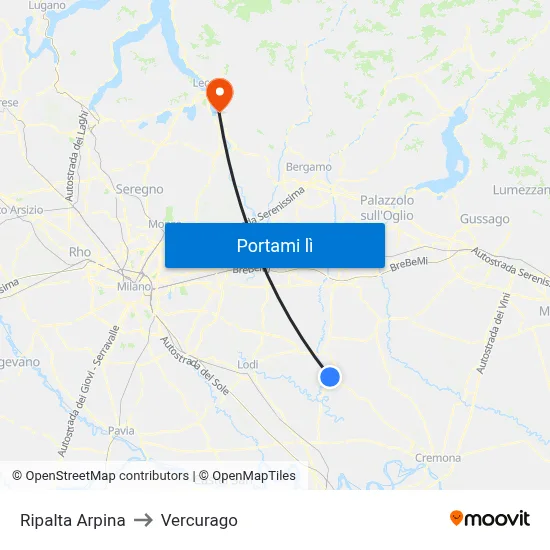 Ripalta Arpina to Vercurago map