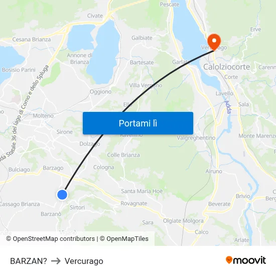 BARZAN? to Vercurago map
